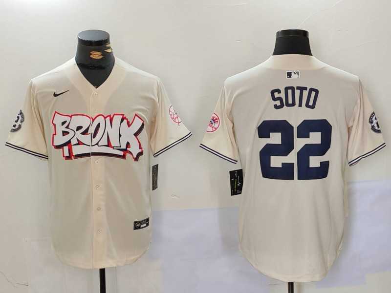 Mens New York Yankees #22 Juan Soto Cream Limited Stitched Baseball Jersey